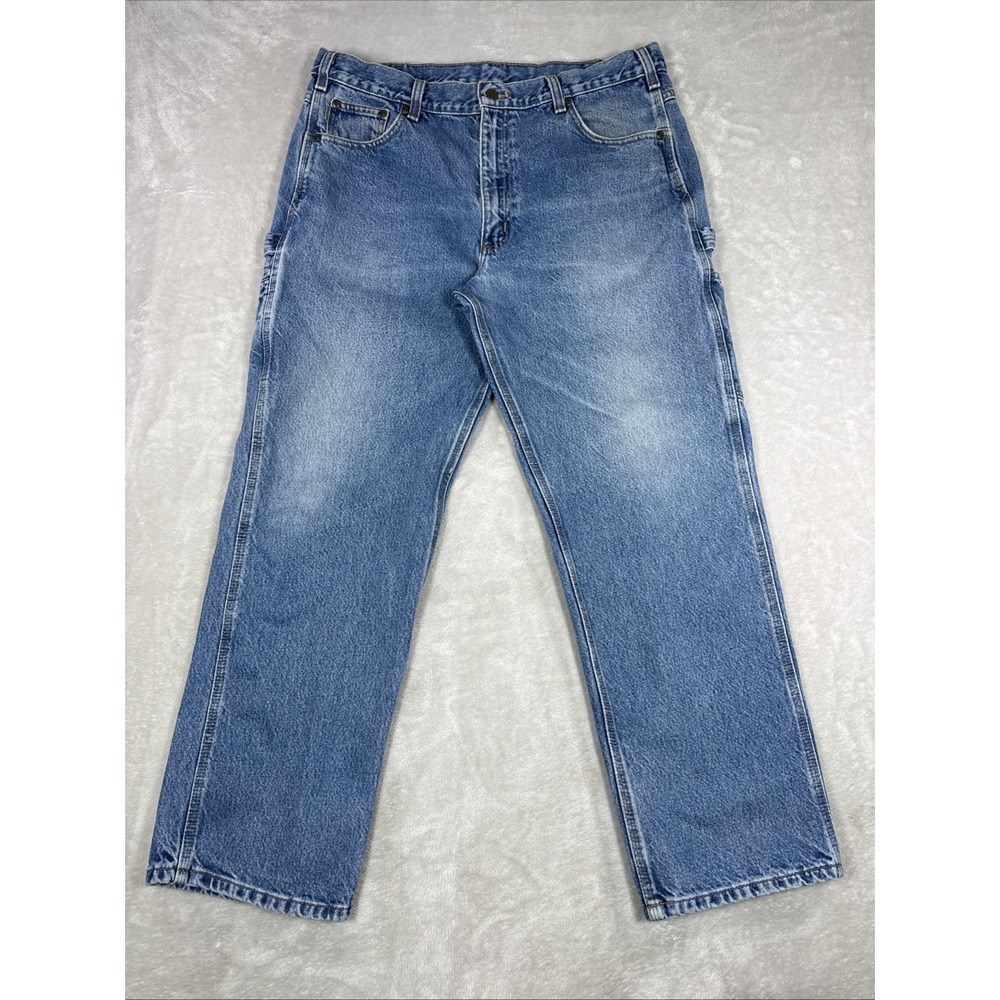 Carhartt Carpenter Jeans Original Dungaree Fit Size 35X29 Light Wash Cotton